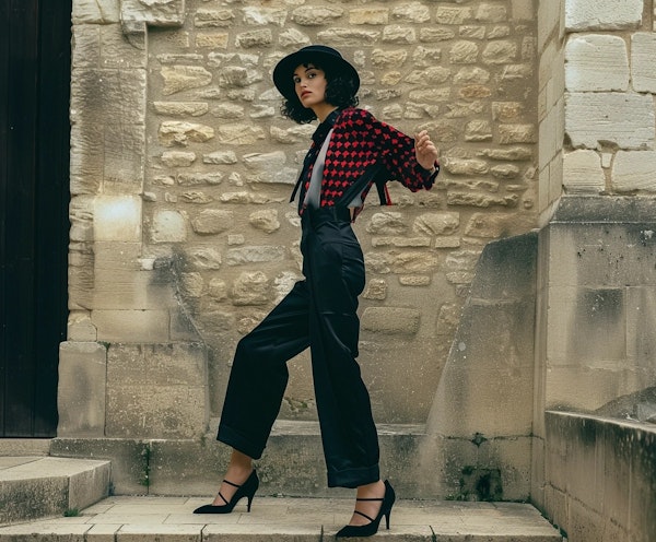 Stylish Woman Posing in Historical Urban Setting