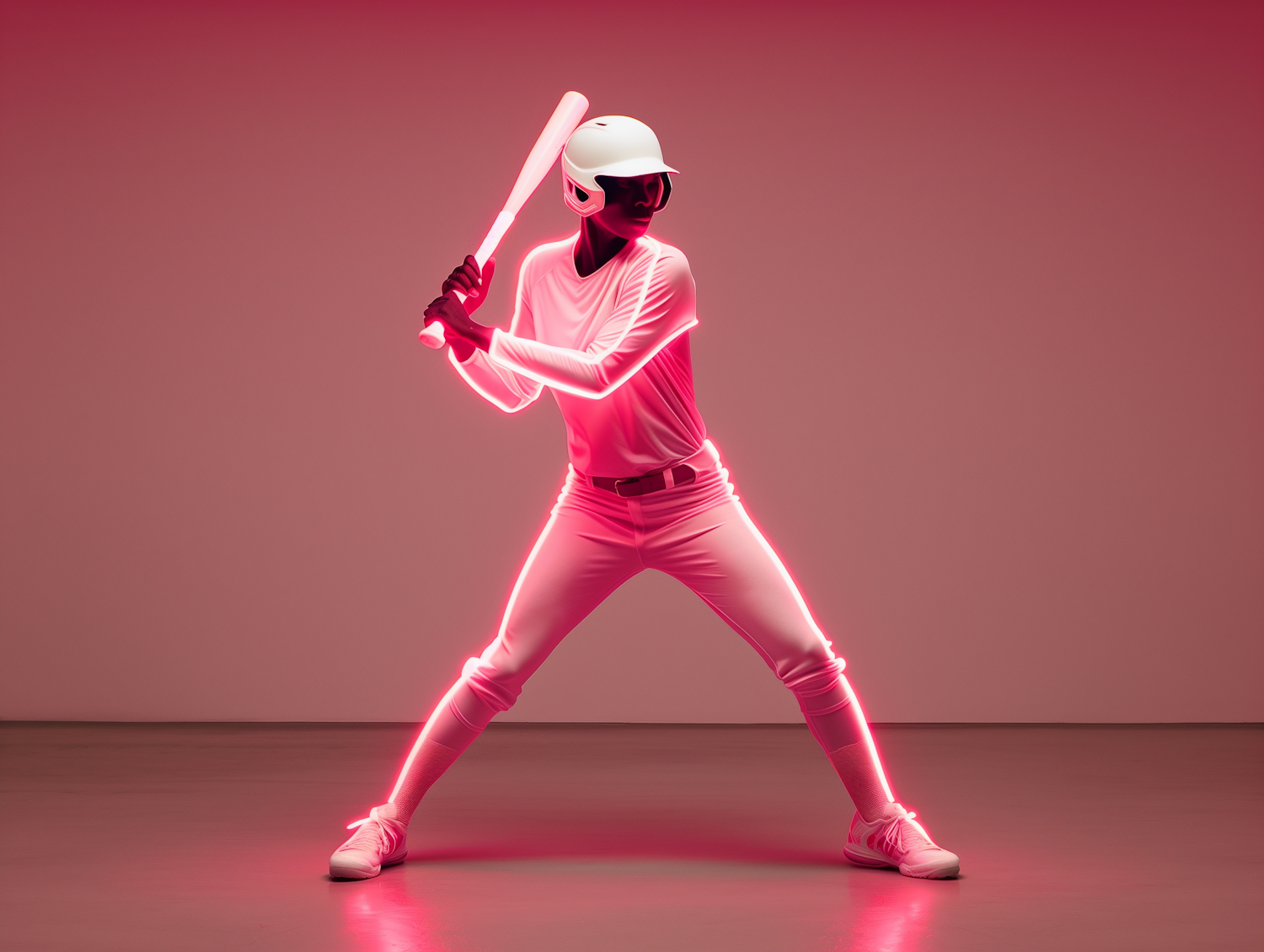 Neon Pink Baseball Action