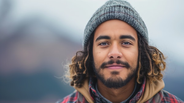 Cheerful Man in Winter Attire