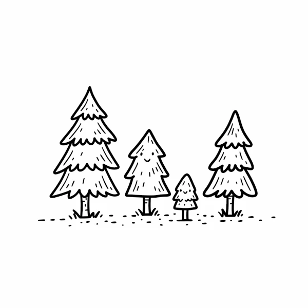 Whimsical Pine Trees
