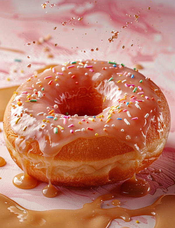 Close-up of Glazed Doughnut with Sprinkles