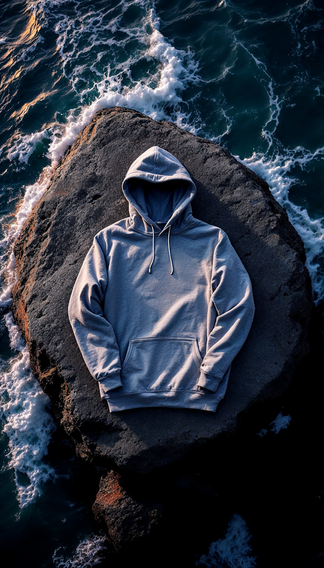 Hoodie on Rock by the Ocean