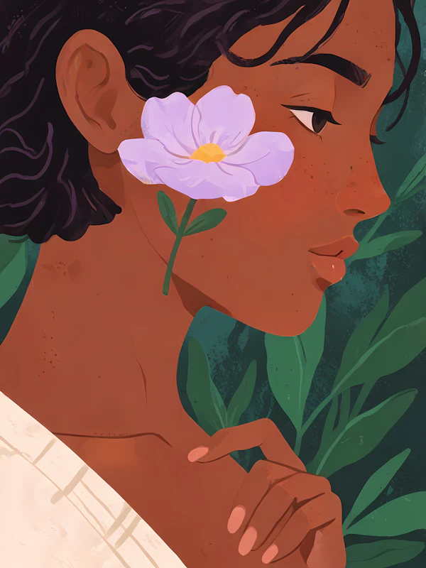 Serene Profile with Flower