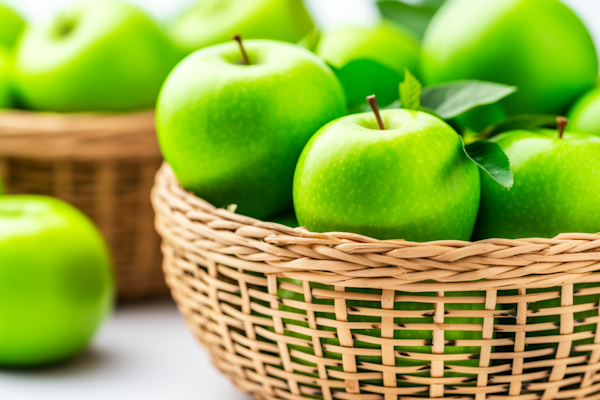 Vibrant Freshness in Focus: A Portrait of Green Apples