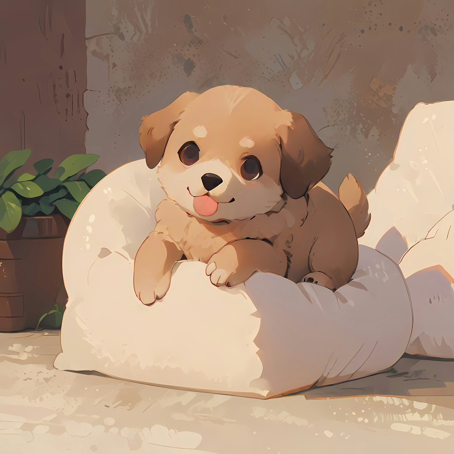 Adorable Puppy on Cushion