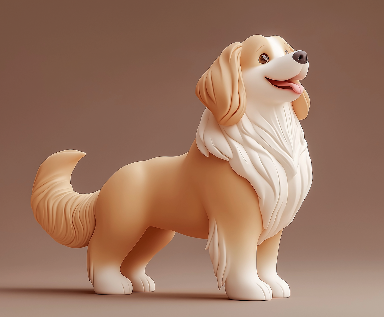 Stylized Golden Fluffy Dog 3D Model