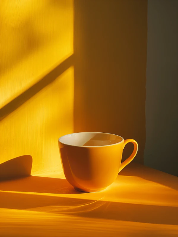 Tranquil Morning Light on Orange Ceramic Cup