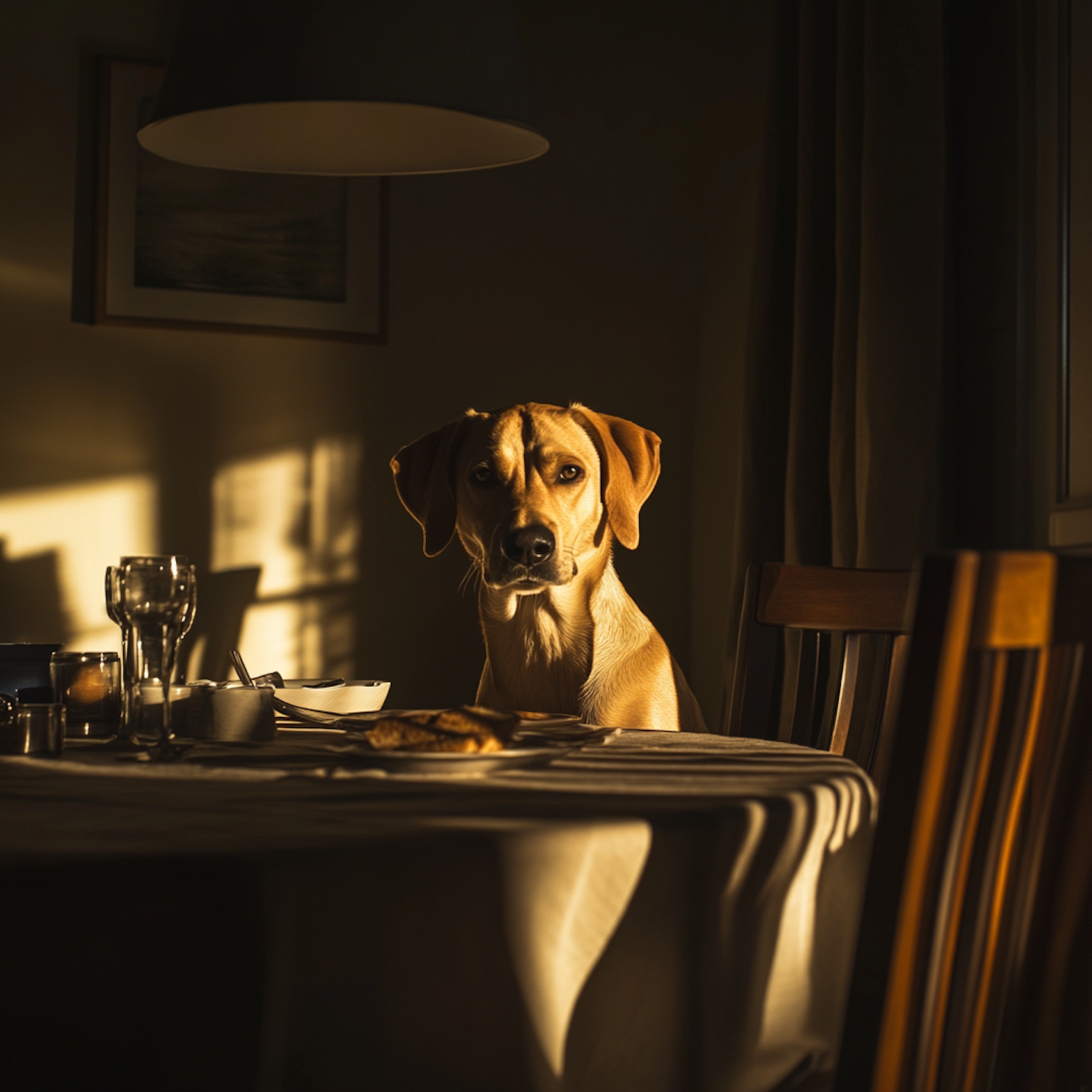 Dog at Dining Table