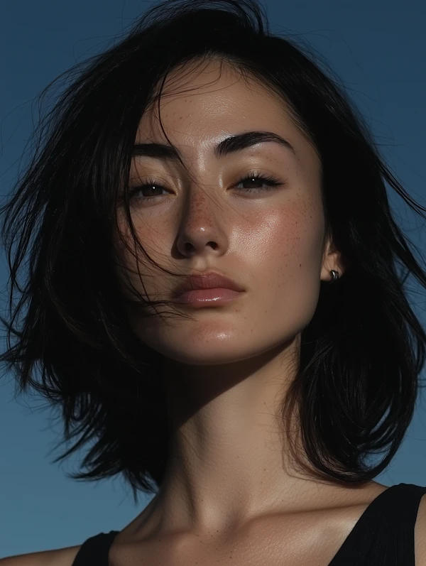 Portrait of a Woman Against Blue Sky