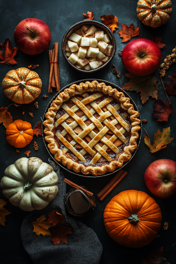 Autumn-Themed Still Life with Pie