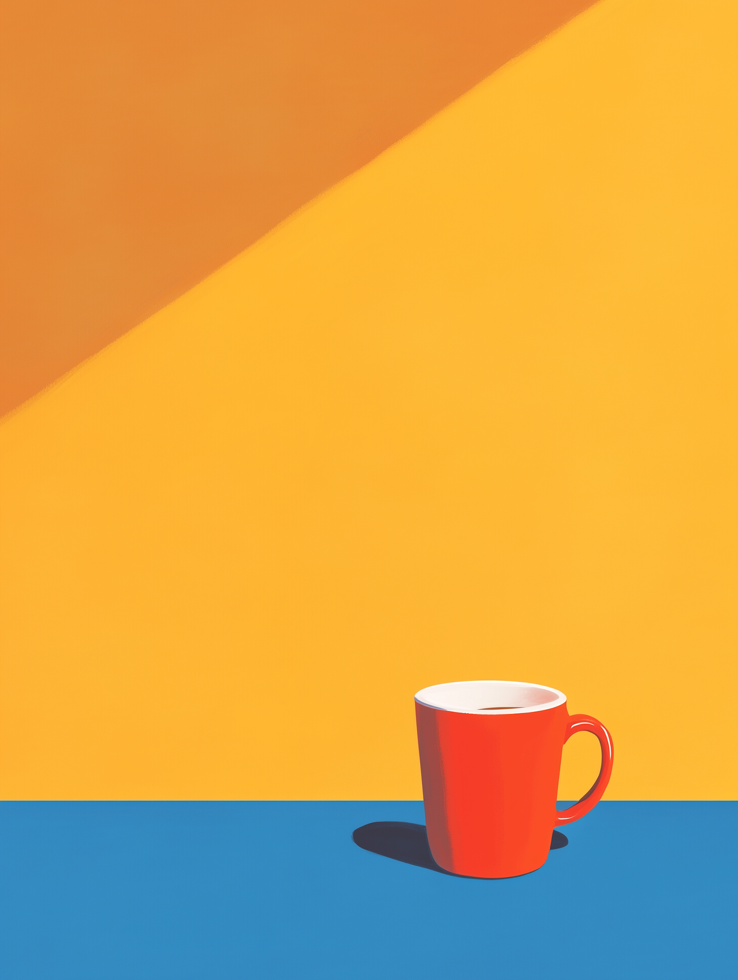 Minimalist Red Mug on Color-Blocked Background