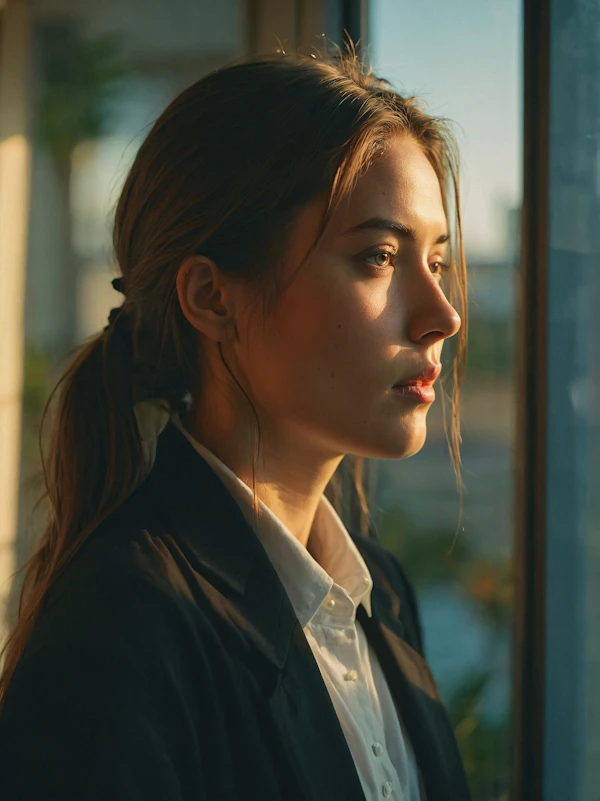Contemplative Woman by the Window