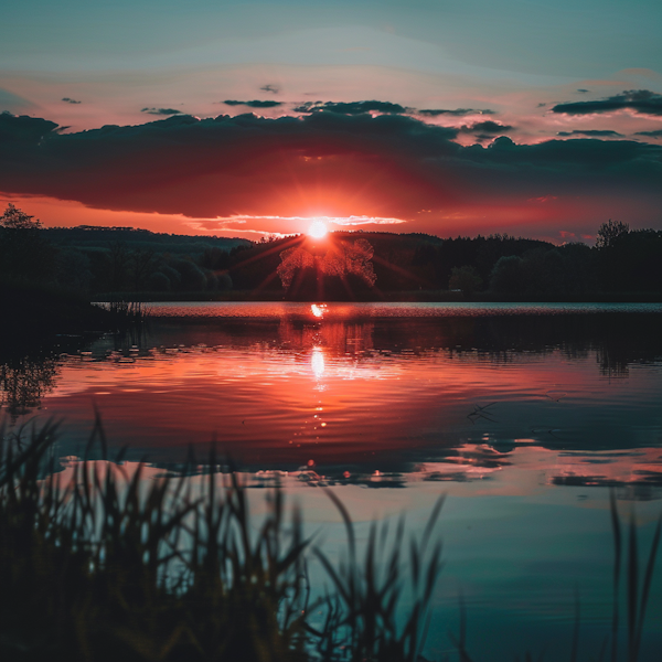 Serene Lakeside Sunset