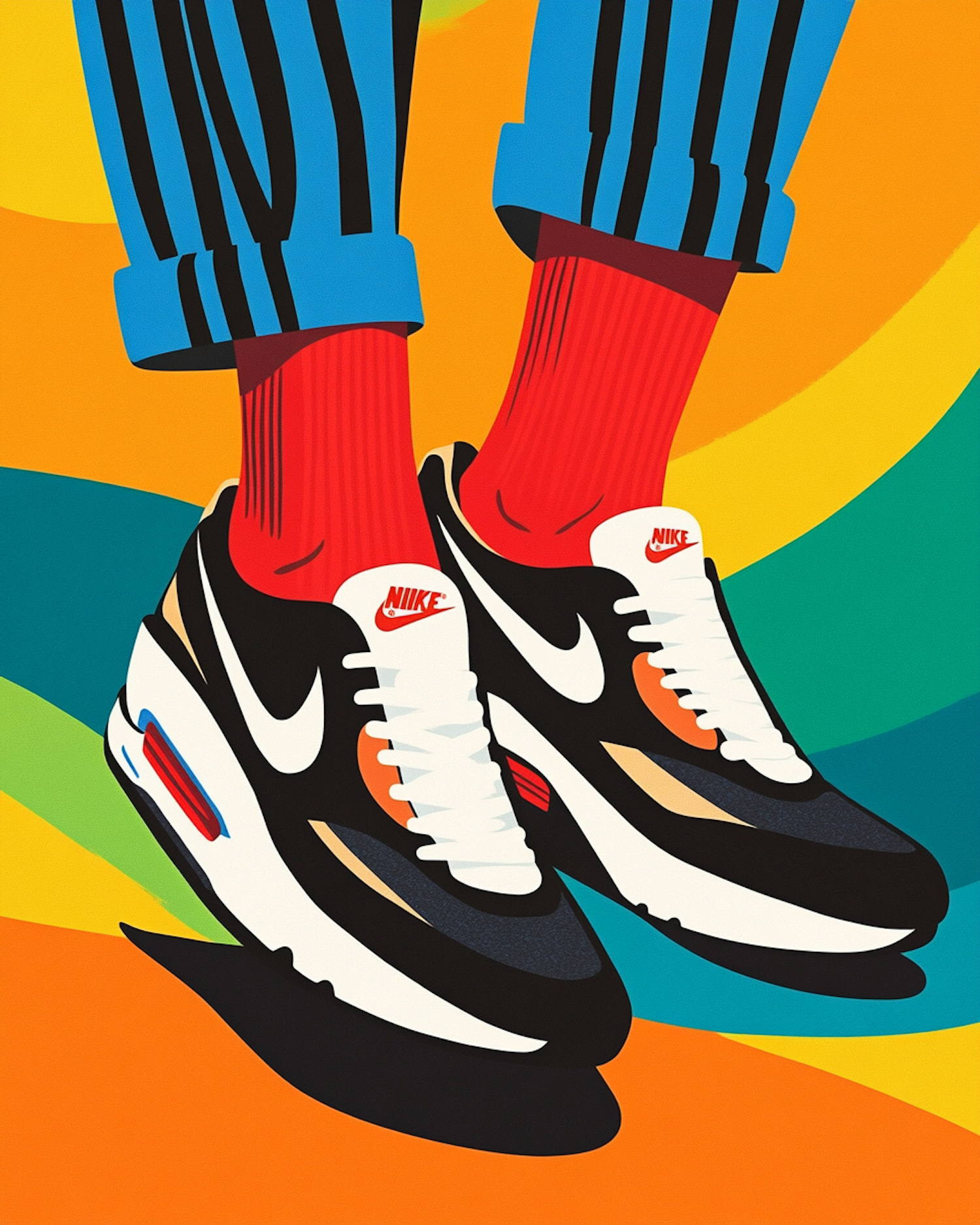 Vibrant Nike Sneakers Illustration