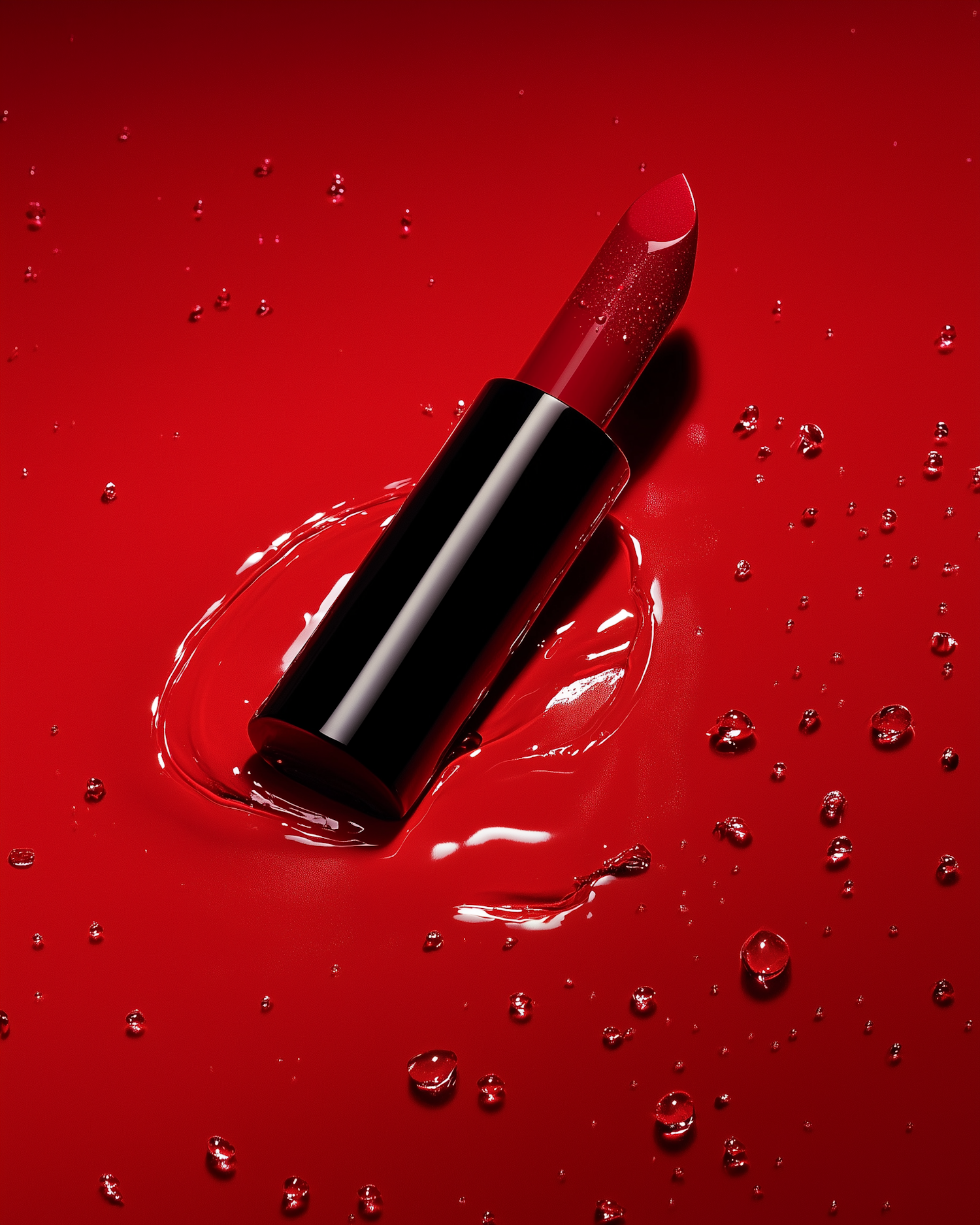 Red Lipstick on Glossy Background