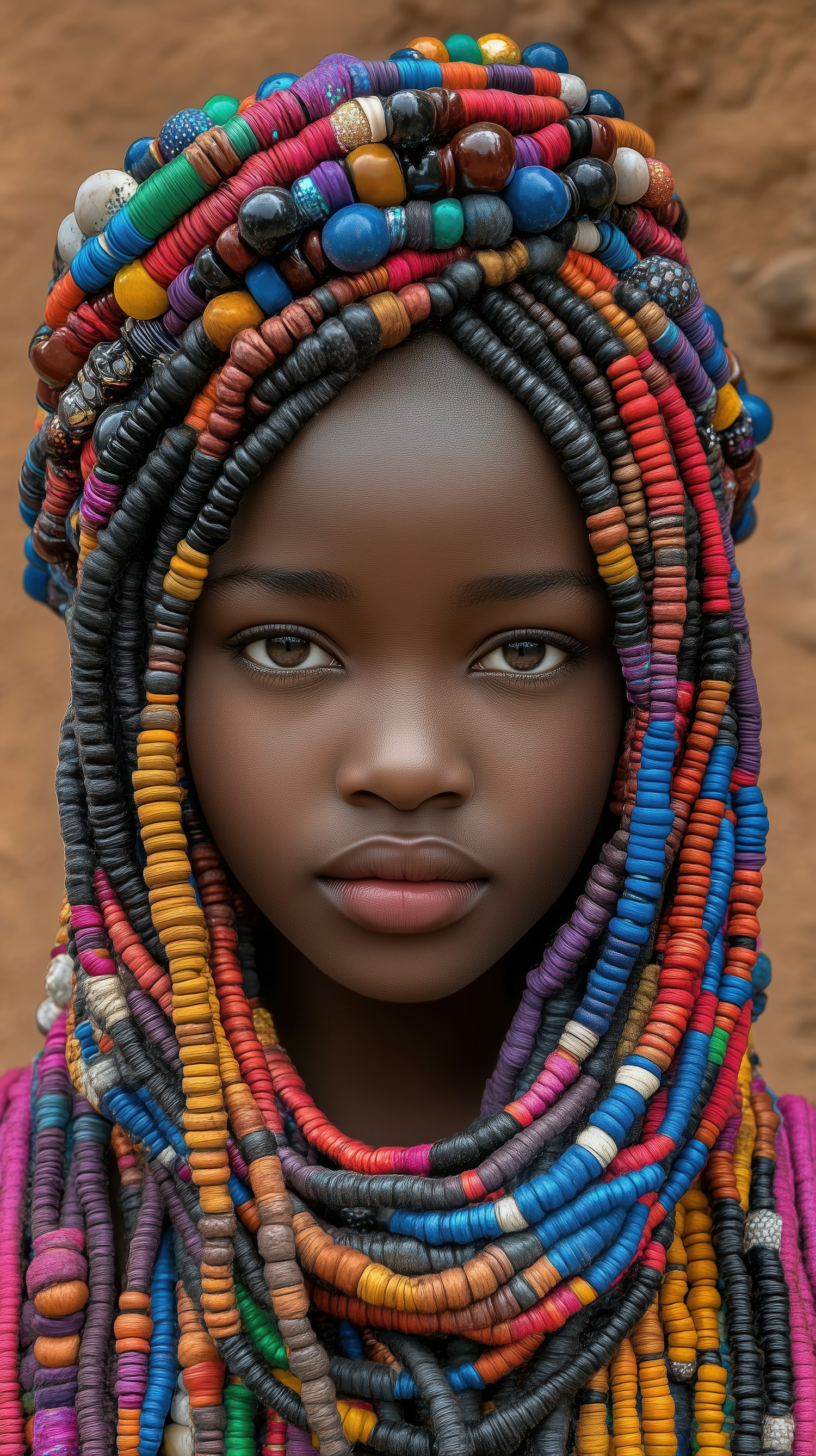 Girl with Colorful Beaded Headdress