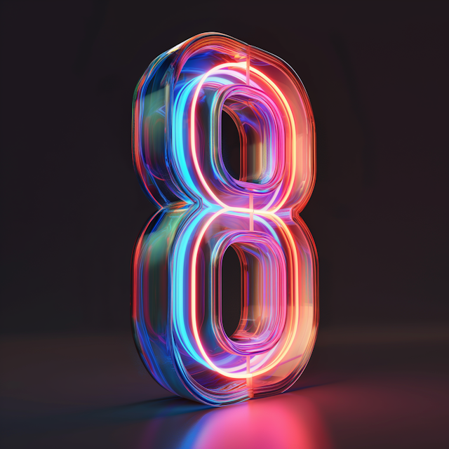 Vibrant Neon Number Eight