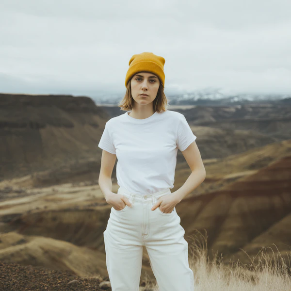 Woman in Hilly Landscape