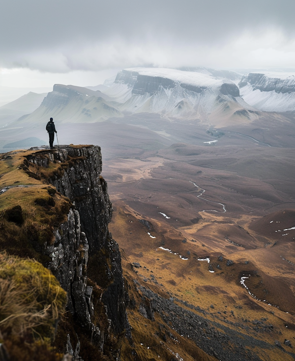 Solitary Explorer in a Mountainous Landscape