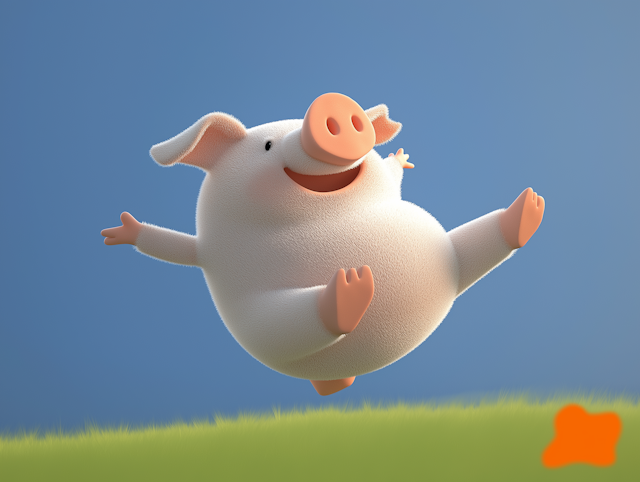 Joyful Pig Leaping