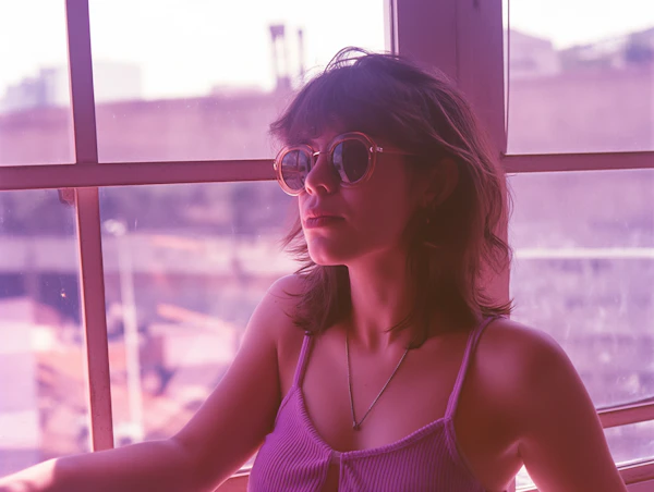 Contemplative Aura in Rosy Light