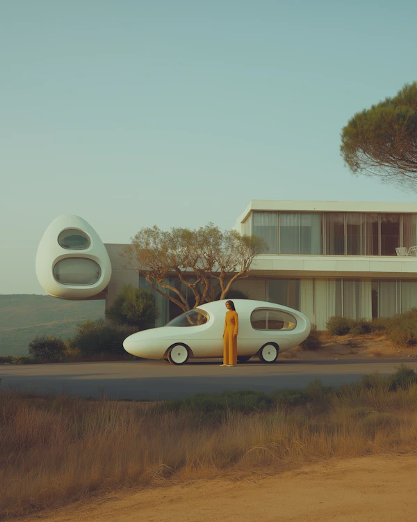 Futuristic Scene with Pod Vehicle