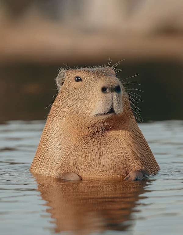Capybara in Calm Water