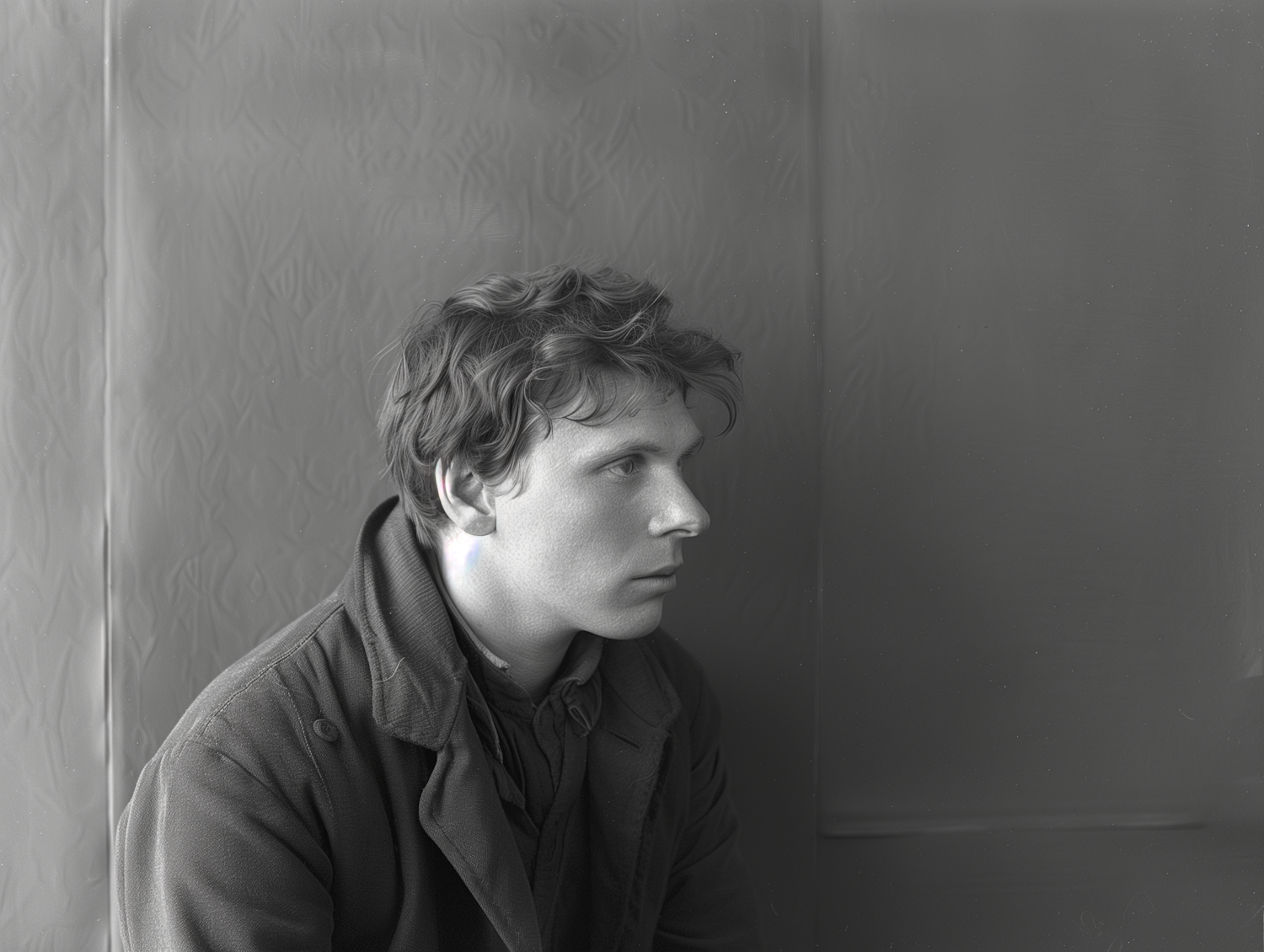 Contemplative Young Man in Monochrome