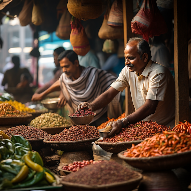 Traditional Market's Spice Trade Scene