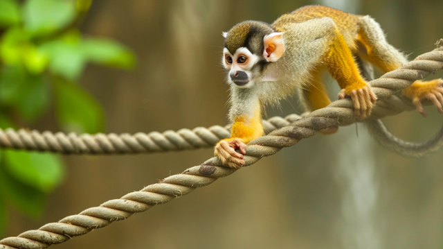 Squirrel Monkey on Rope