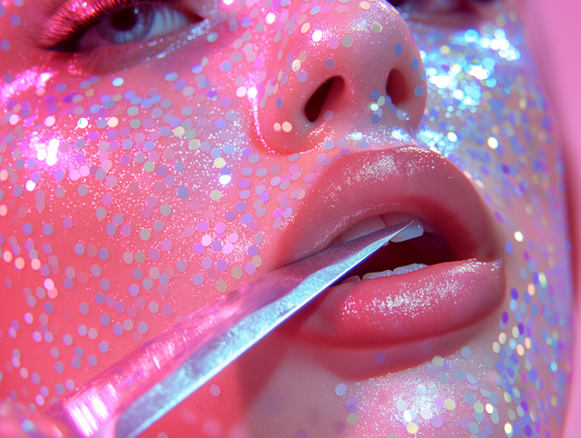 Glittery Pink Makeup Close-Up