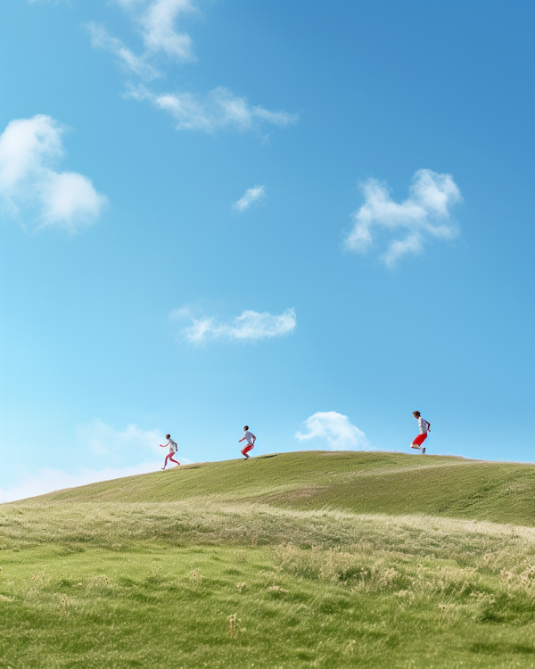 Ascent in Motion: A Triptych of Progress on a Sunny Hill