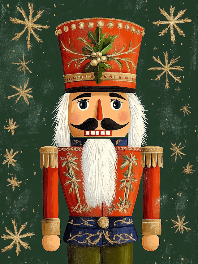 Classic Nutcracker Against Festive Background