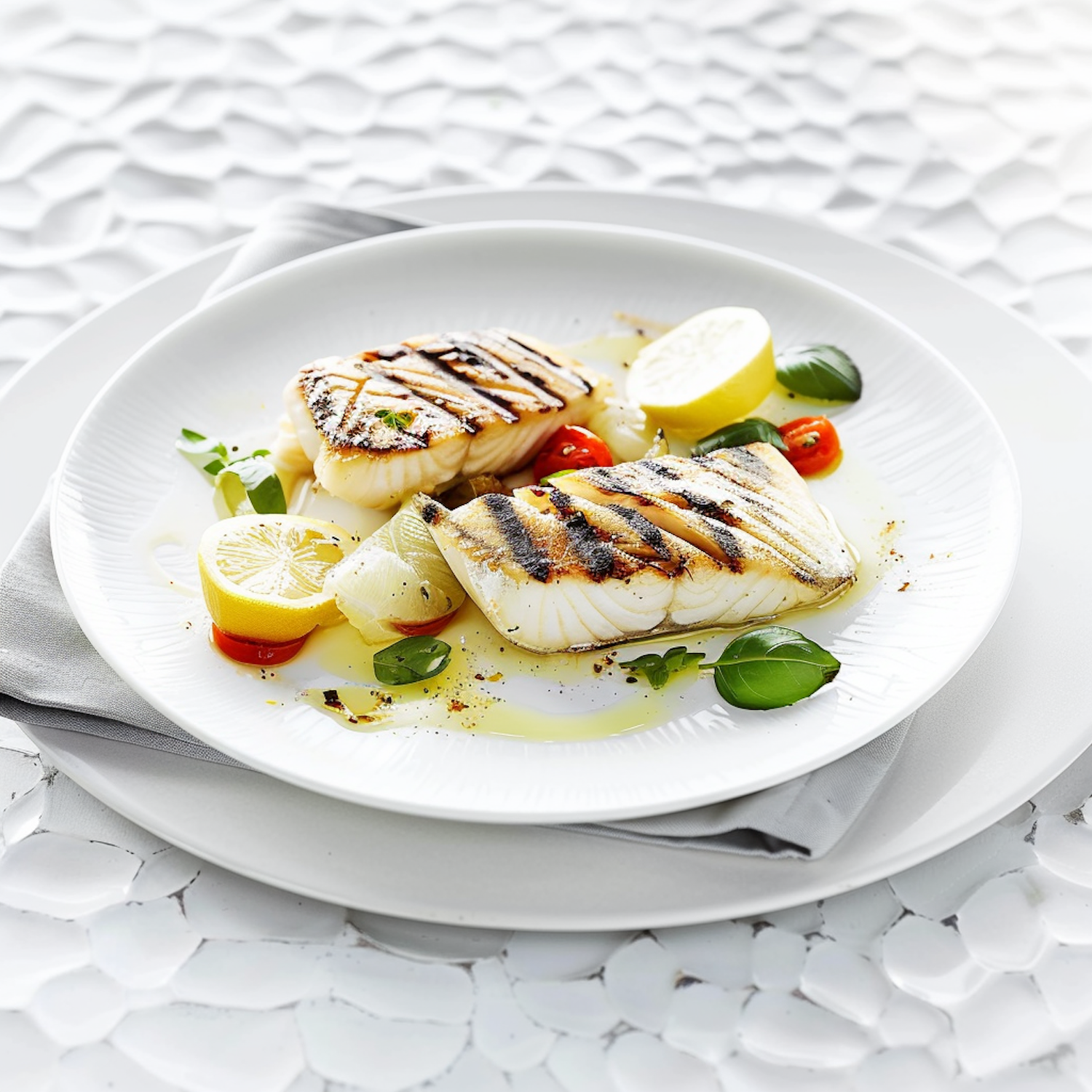 Elegant Grilled Fish Culinary Presentation