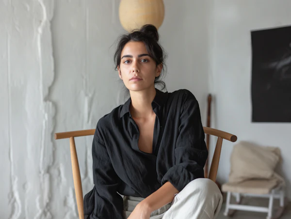Poised Young Woman in Soft Lighting