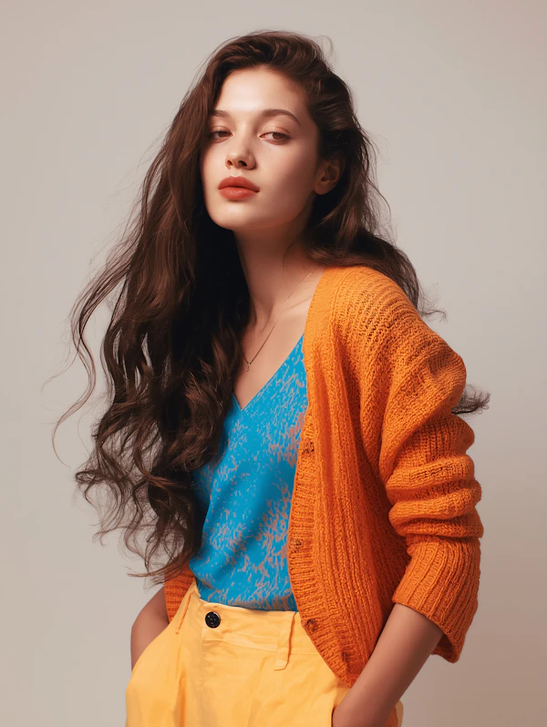 Confident Woman in Colorful Outfit