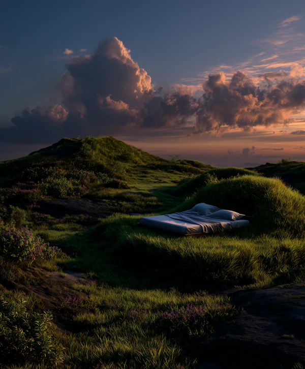 Outdoor Bed at Sunset