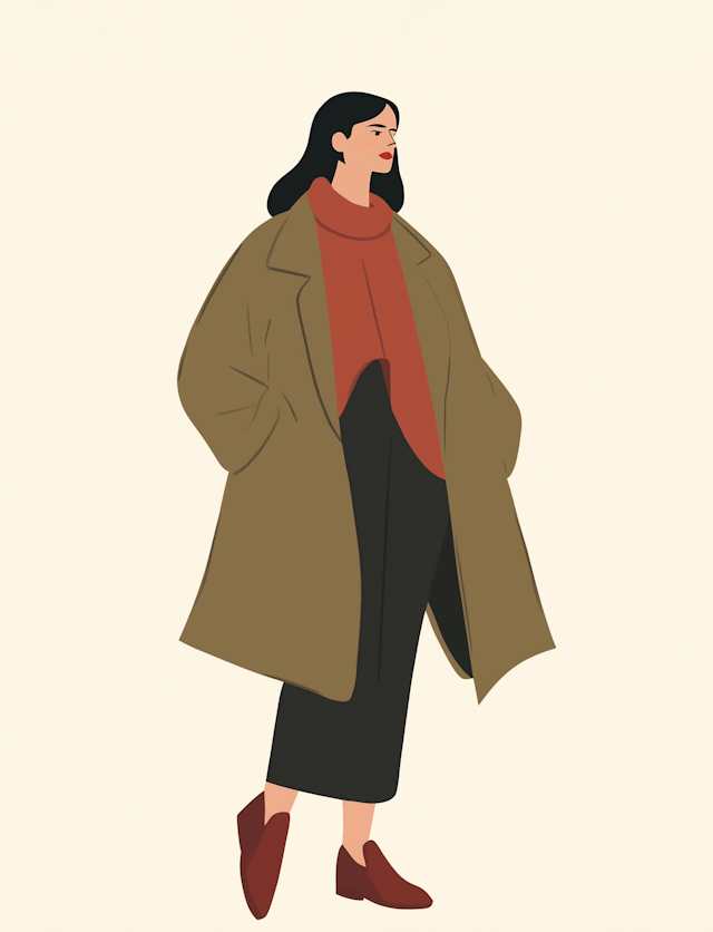 Stylized Fashion Illustration of Elegant Woman