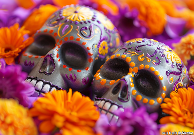 Dia de los Muertos Sugar Skulls and Marigolds