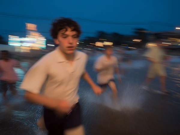Nighttime Running Scene