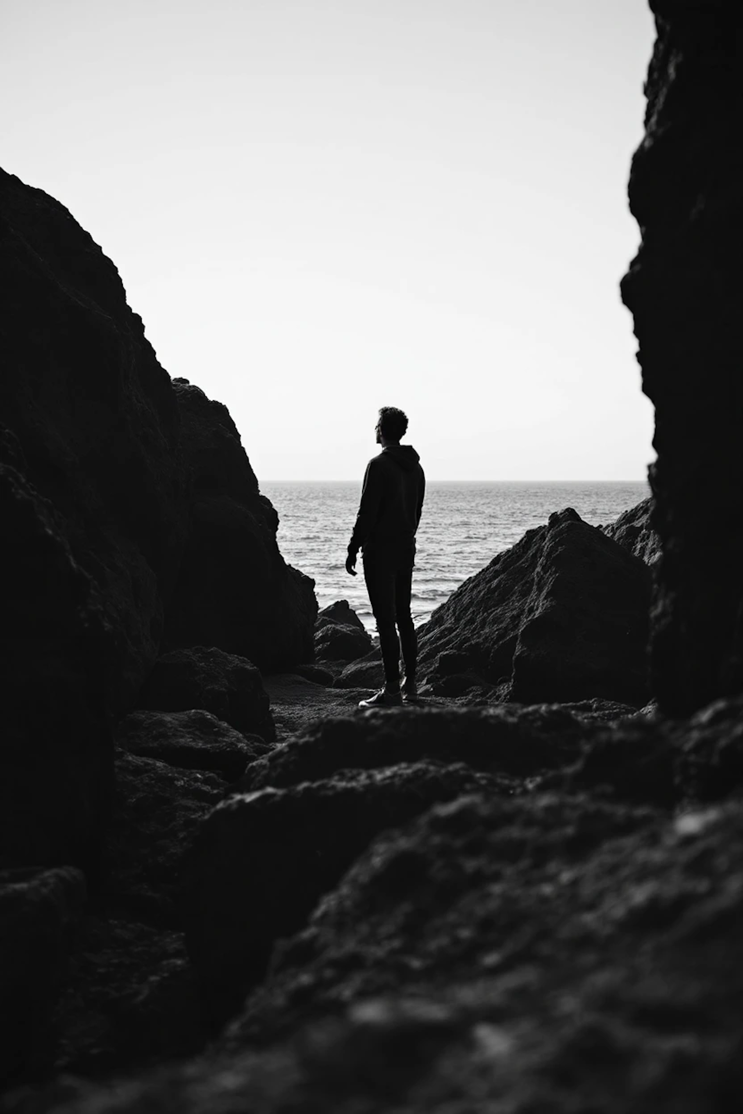 Solitary Figure by the Ocean