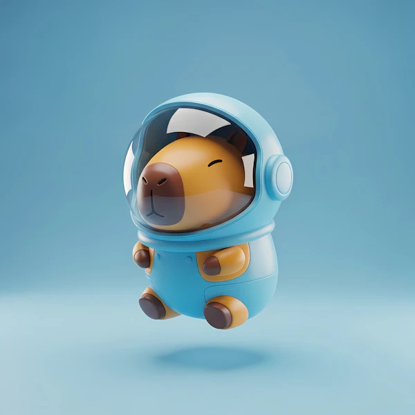 Cartoon Capybara Astronaut