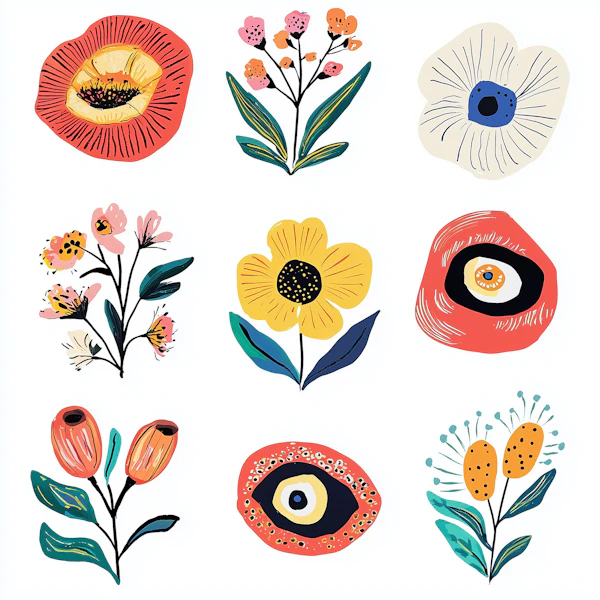 Floral Abstract Grid