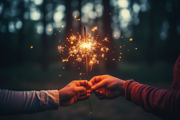 Shared Sparkler Embrace