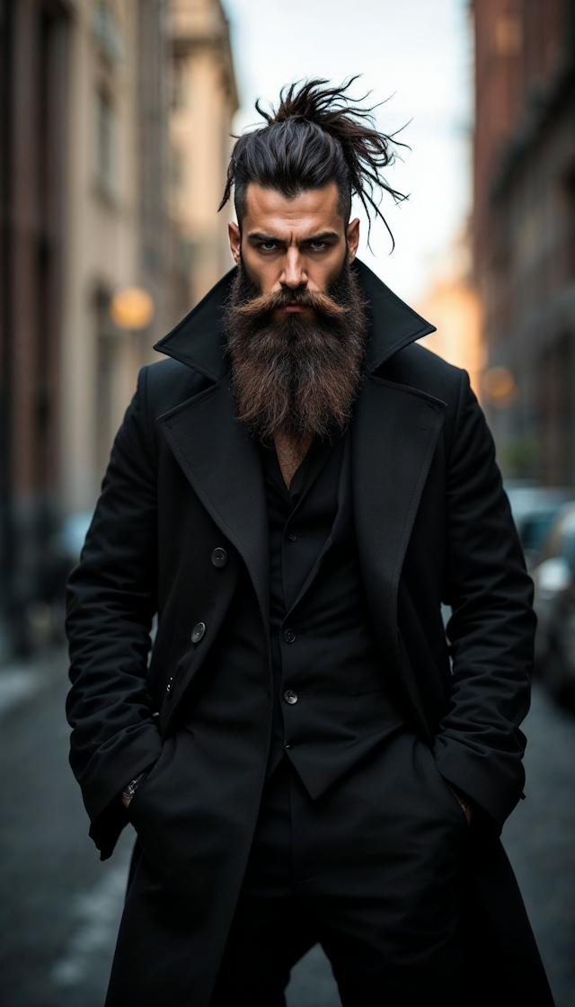 Man with Beard and Bun