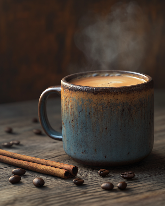 Rustic Ceramic Mug with Coffee