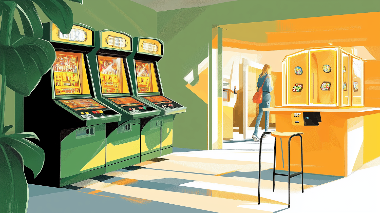 Stylized Game Arcade Interior Illustration