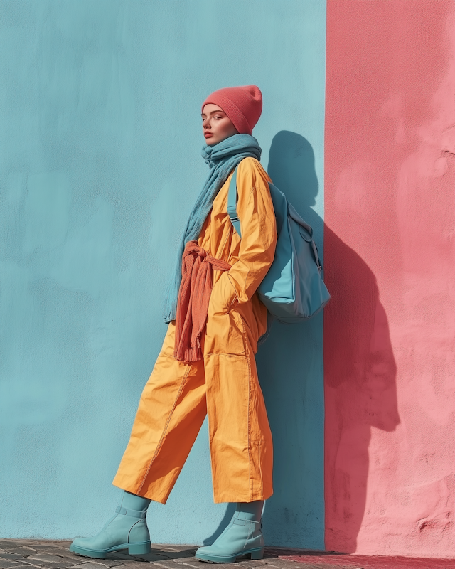 Colorful Fashion Against Two-Toned Wall