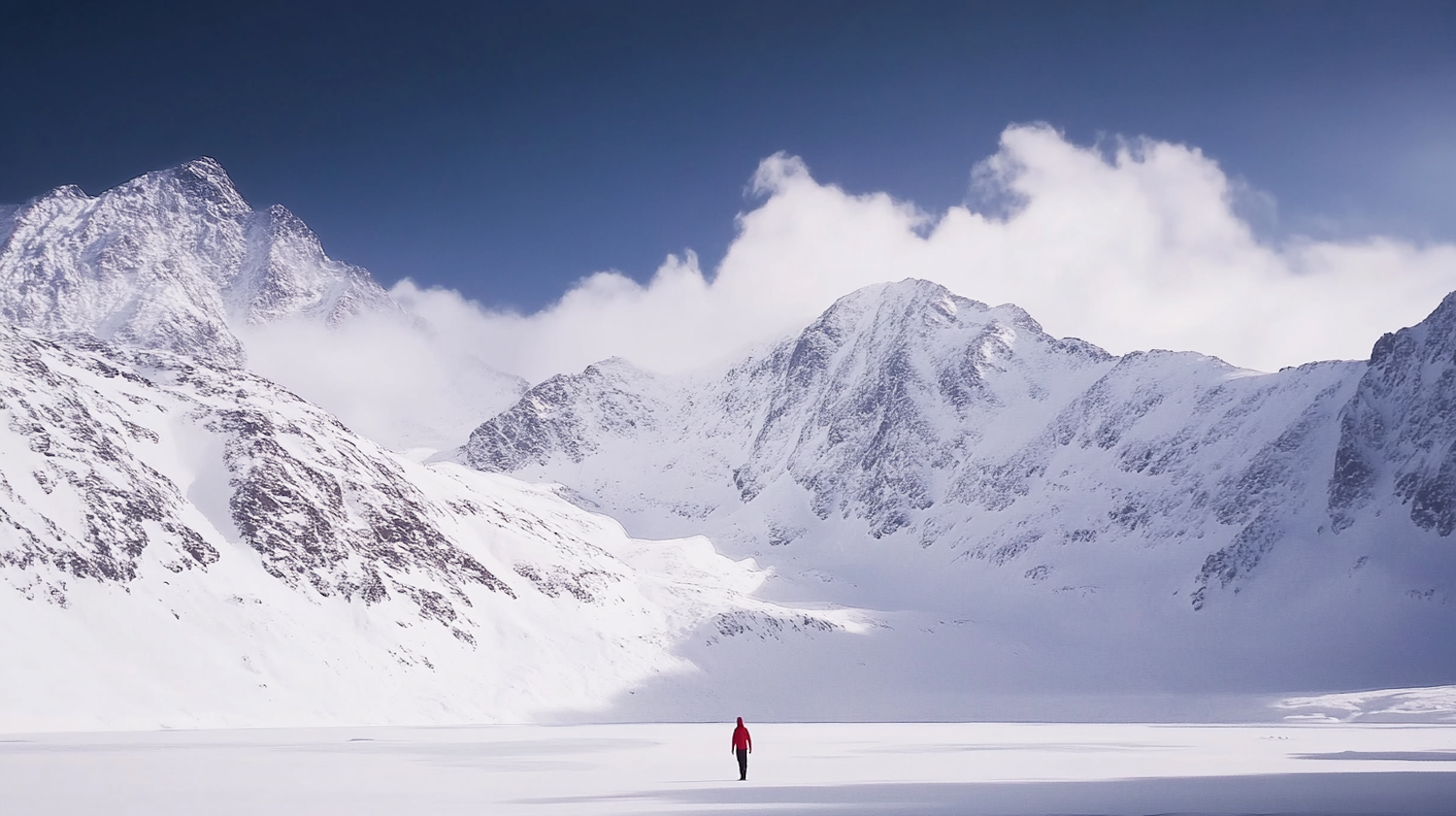 Solitary Figure in Snowy Landscape