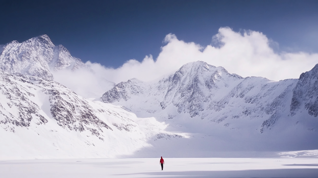 Solitary Figure in Snowy Landscape